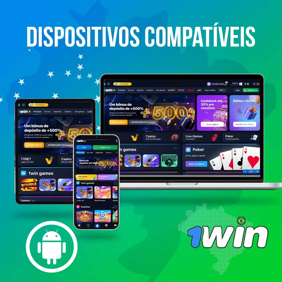 Dispositivos Compatíveis para instalar o aplicativo 1win no Android