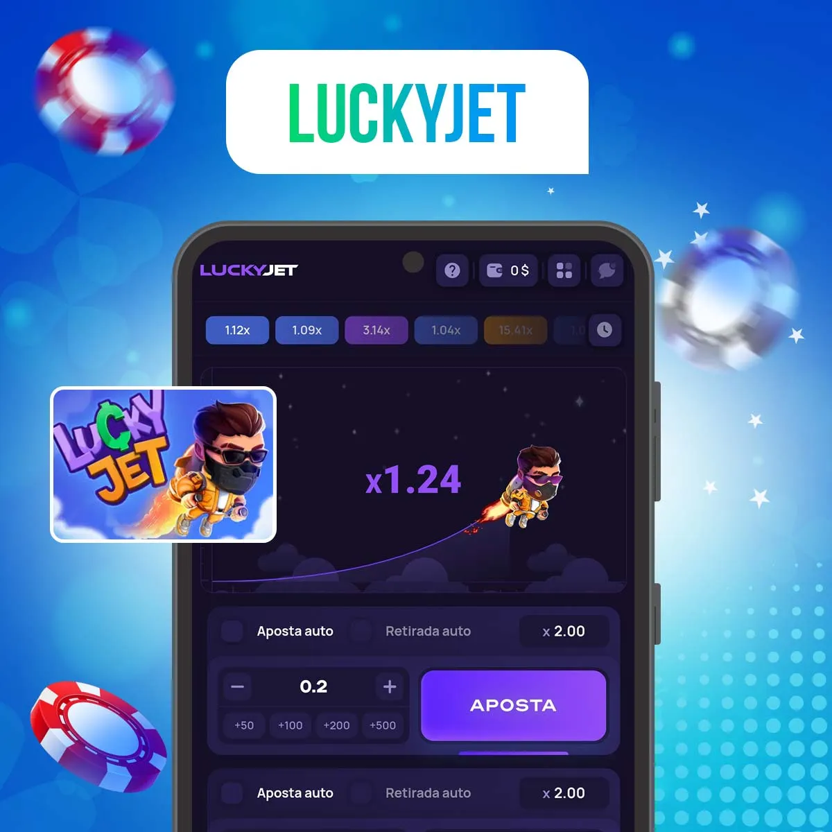 O popular jogo LuckyJet no cassino do aplicativo móvel 1win Brasil