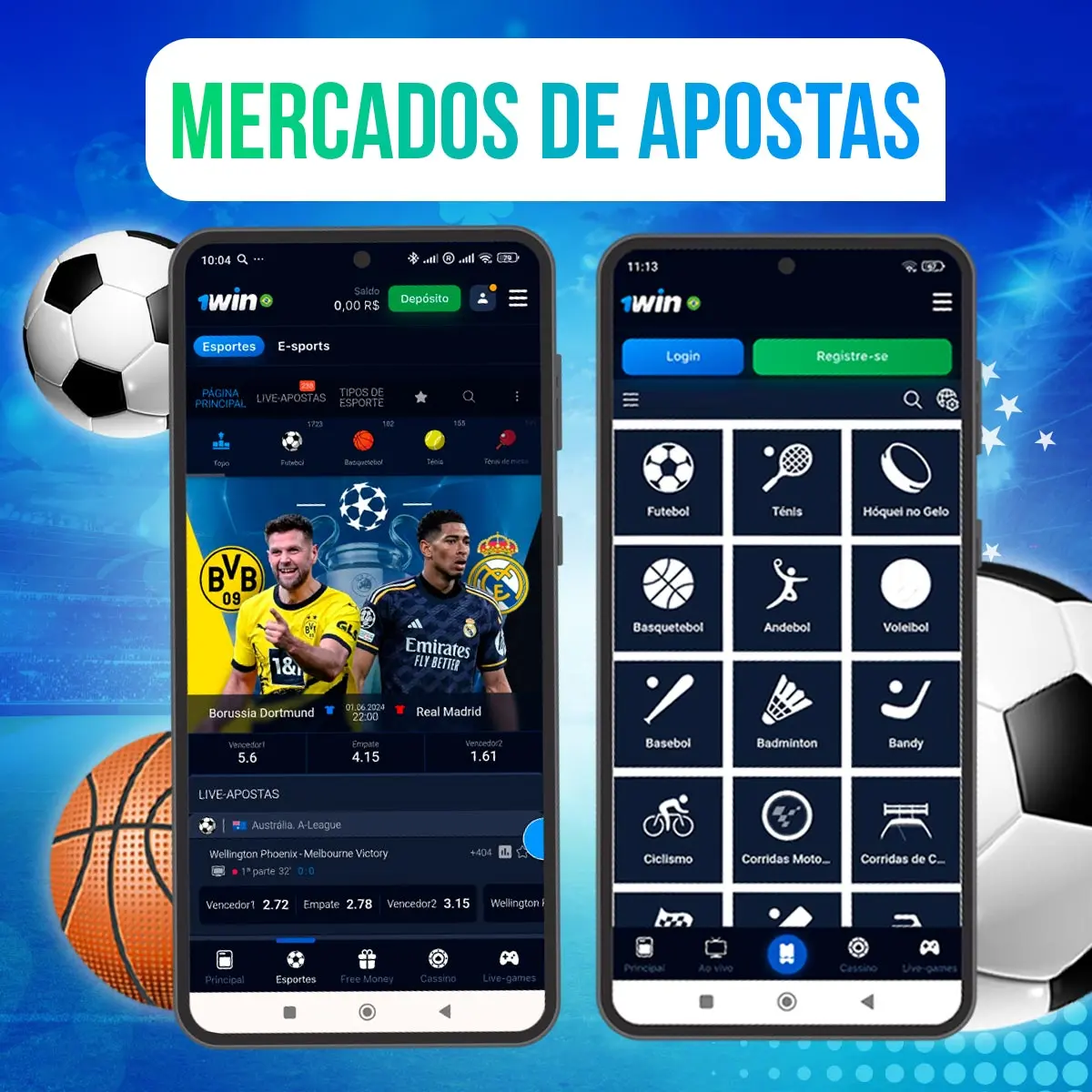 Mercados de apostas esportivas no aplicativo 1Win