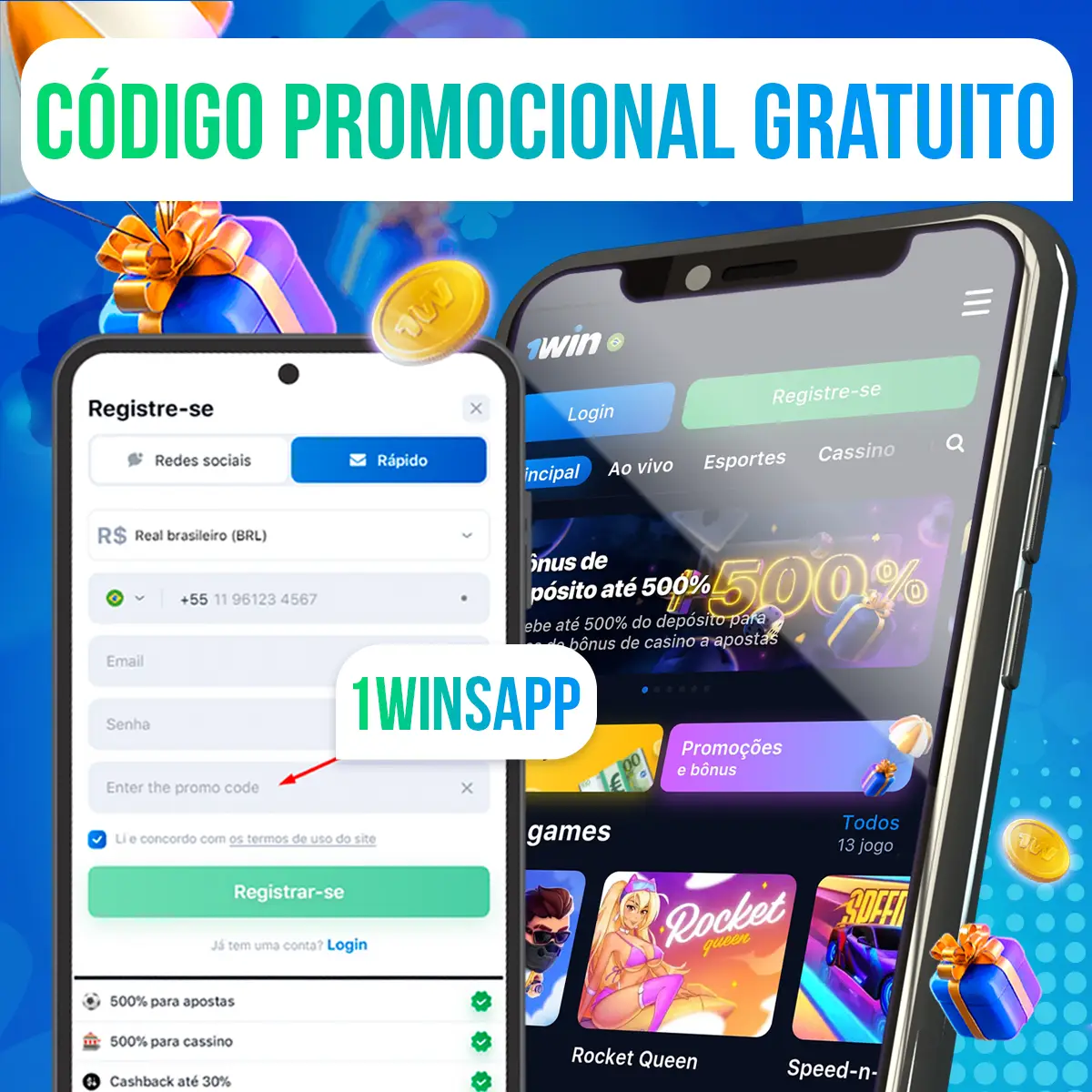 Instruções sobre como se registrar e obter um código promocional gratuito do 1Win