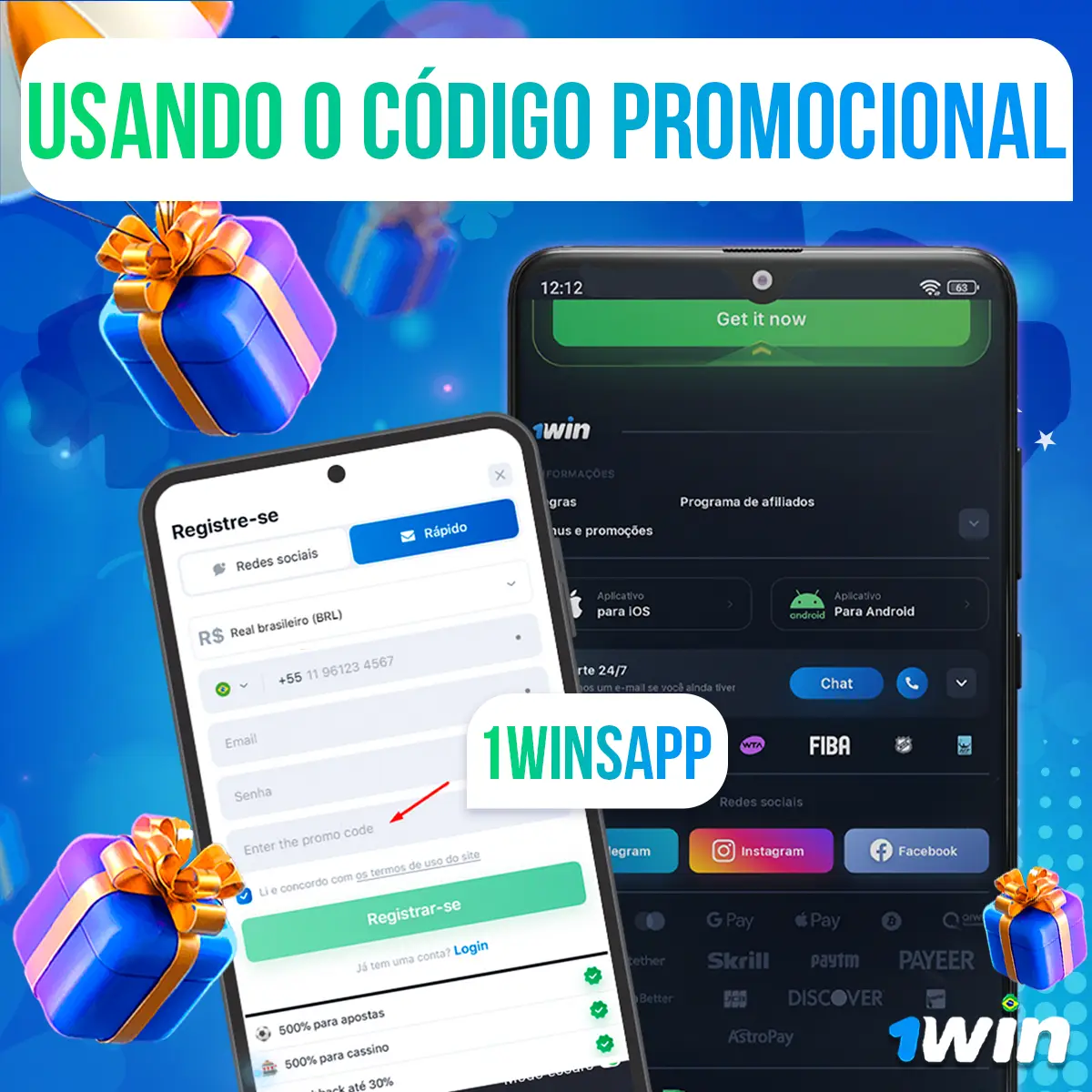 código promocional para o app móvel 1Win